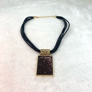 Brown and Gold Tone Lightweight Statement Necklace